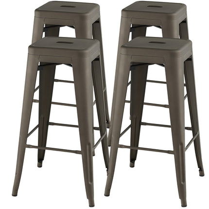30 Inch Metal Bar Stools, Set of 4, Black, Stackable