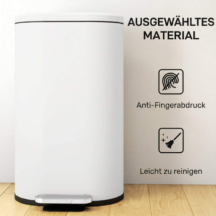 30L Kitchen Pedal Bin, Soft-Close Lid, Cream White