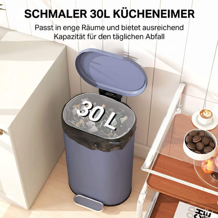 30L Küchen-Treteimer, Absenkautomatik, Grau