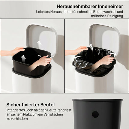 30L Metal Kitchen Bin with Soft-Close Lid, Cream White