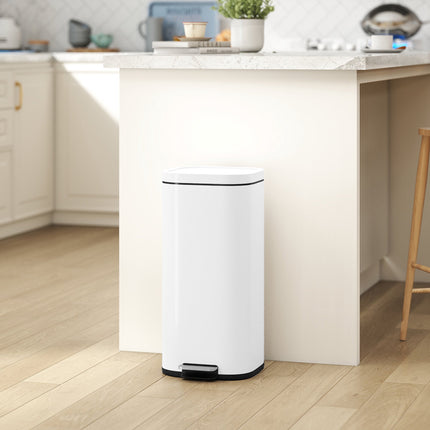30L Metal Kitchen Bin with Soft-Close Lid & Pedal
