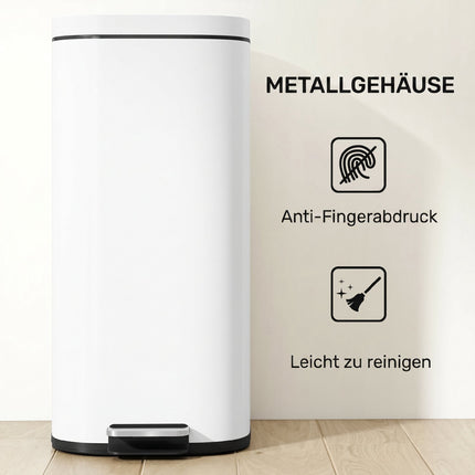 30L Metal Kitchen Bin with Soft-Close Lid & Pedal