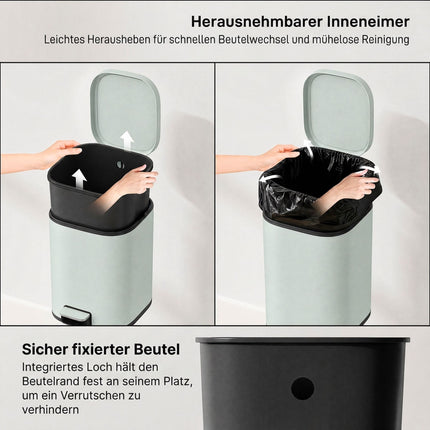 30L Metal Kitchen Trash Can, Soft-Close Lid, Green