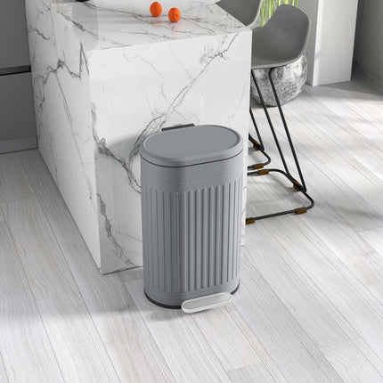 30L Metal Pedal Bin with Soft-Close Lid, Grey