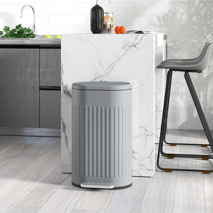 30L Metal Pedal Bin with Soft-Close Lid, Grey