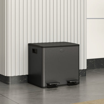 30L Stainless Steel Dual Compartment Trash Bin