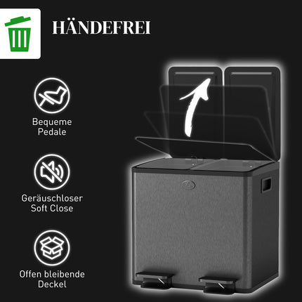 30L Stainless Steel Dual Compartment Trash Bin