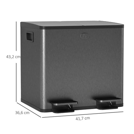 30L Stainless Steel Dual Compartment Trash Bin