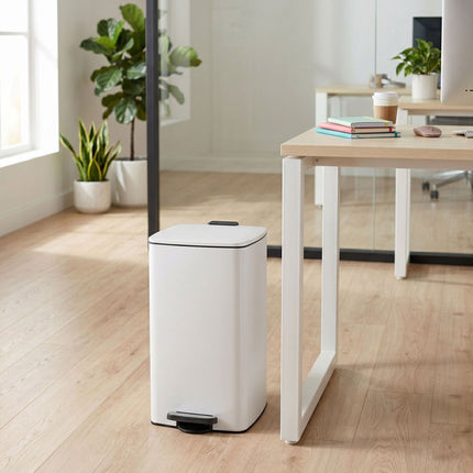30L weißer Treteimer mit Soft-Close-Deckel