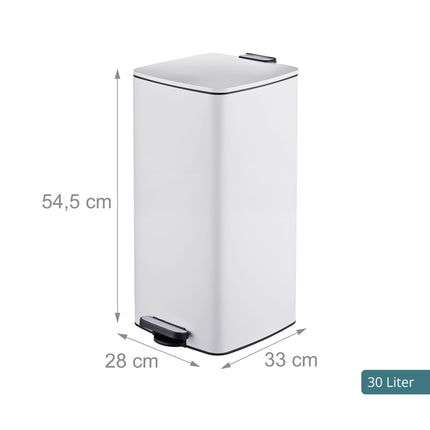 30L weißer Treteimer mit Soft-Close-Deckel