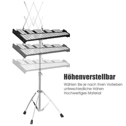 30-Noten-Xylophon mit Schlägeln und Trommelstöcken sowie höhenverstellbarem Glockenspiel-Ständer