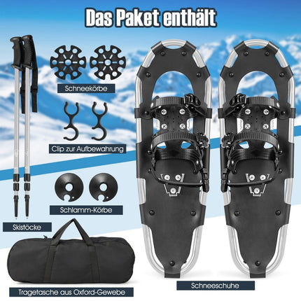 30'' Schneeschuhe 4-in-1 Offroad-Schneestiefel für Erwachsene, Jugendliche und Kinder, Silber