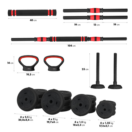30 kg verstellbares Hantelset, 6-in-1