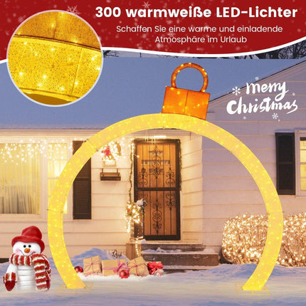 313 cm hoher Weihnachtsbogen mit Lichtern, Weihnachtstorbogen, große Weihnachtsdekoration