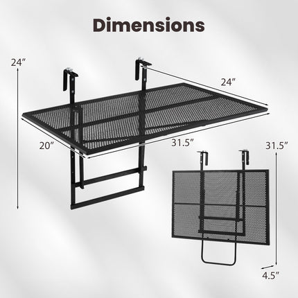31.5" Folding Metal Bar Table, Adjustable Height, Black