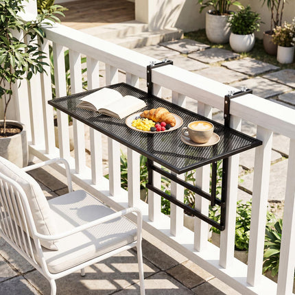 31.5" Folding Metal Bar Table, Adjustable Height, Black