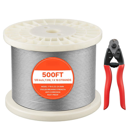 316 Stainless Steel Wire Rope 3.2 mm, 152 m, Cutter