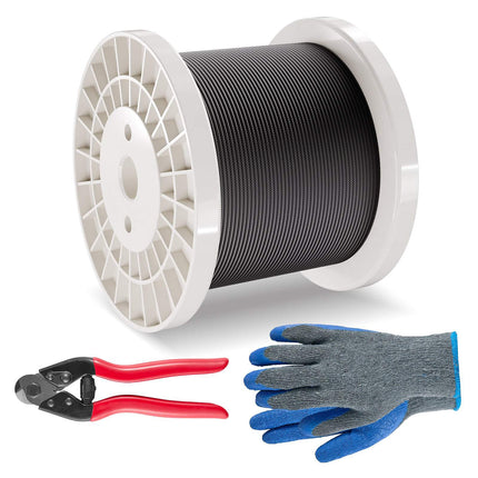316 Stainless Wire Rope Kit 1/8 In 500 Ft, Cutter, Gloves