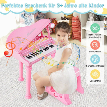 31-Key Kids Keyboard with Stool, Pink, 35x30x55 cm