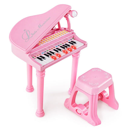 31-Key Kids Keyboard with Stool, Pink, 35x30x55 cm