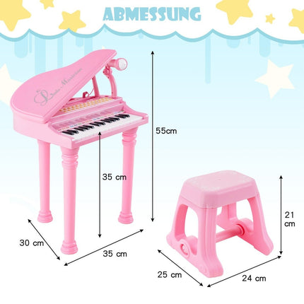 31-Key Kids Keyboard with Stool, Pink, 35x30x55 cm