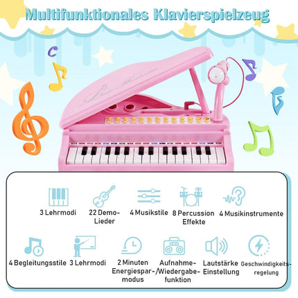 31-Key Kids Keyboard with Stool, Pink, 35x30x55 cm