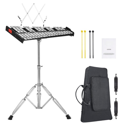 32-Note Glockenspiel Xylophone Set, Stand, Bag, Mallets