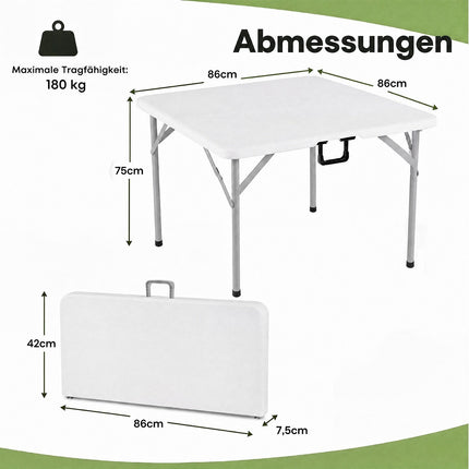 34" Square Foldable Card Table, White – Portable & Durable