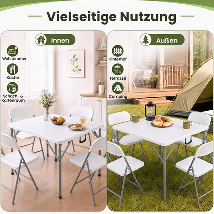 34" Square Foldable Card Table, White – Portable & Durable