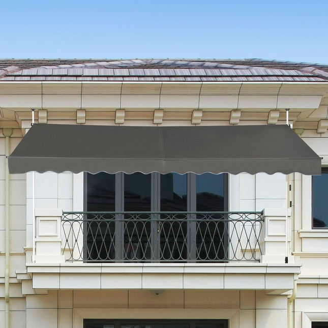 350cm Breite Klemmmarkise ohne Bohren | UV-beständige Balkonmarkise | Höhenverstellbare Markise | Grau