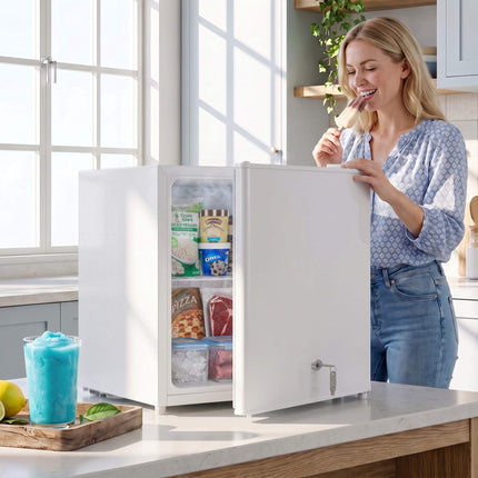 35L Compact White Mini Freezer, Adjustable Thermostat