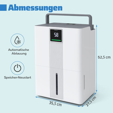 35L/Day Home Dehumidifier, 3 Modes, Quiet, White