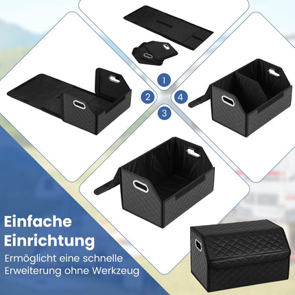 35L faltbarer Kofferraum-Organizer mit Deckel und Trennwand