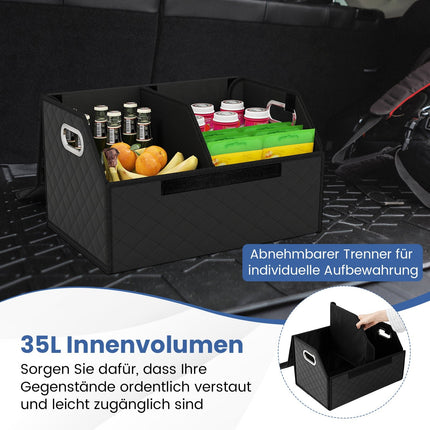 35L faltbarer Kofferraum-Organizer mit Deckel und Trennwand