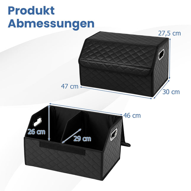 35L faltbarer Kofferraum-Organizer mit Deckel und Trennwand