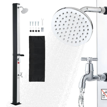 35L Solar Heated Outdoor Shower, Foot Faucet, Hot Cold