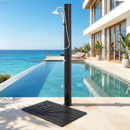 35L Solar Pool Shower with Hand & Foot Rinse, Black