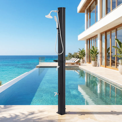 35L Solar Pool Shower with Hand & Foot Rinse, Black