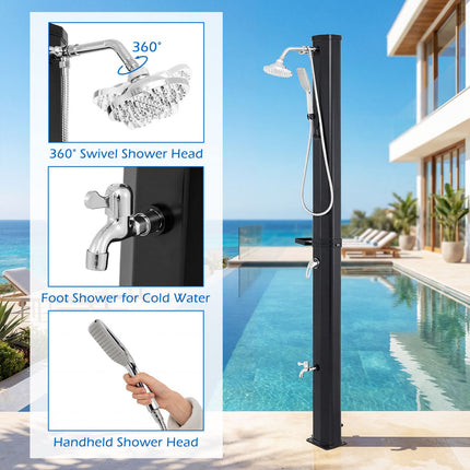 35L Solar Pool Shower with Hand & Foot Rinse, Black