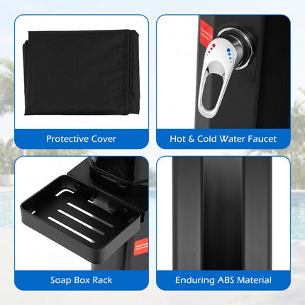 35L Solar Pool Shower with Hand & Foot Rinse, Black
