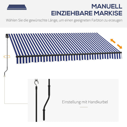 Blau-weißes Wandvordach aus Aluminium, 3,5 x 3 m Sonnenschutz