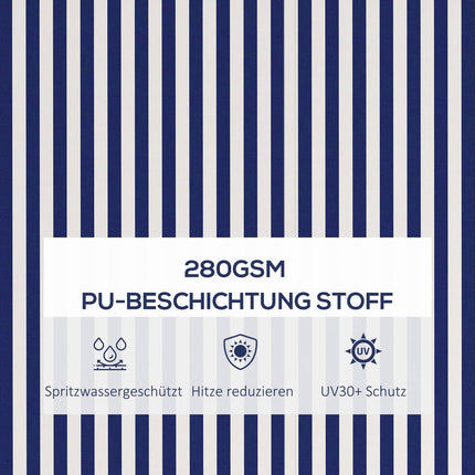 Blau-weißes Wandvordach aus Aluminium, 3,5 x 3 m Sonnenschutz
