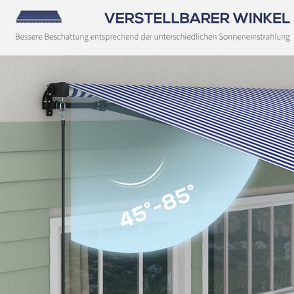 Blau-weißes Wandvordach aus Aluminium, 3,5 x 3 m Sonnenschutz