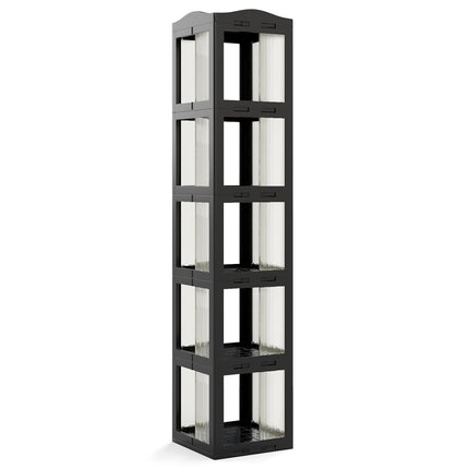 360 Rotating Bookshelf, Foldable, Transparent, Black, 174 cm