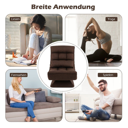 360° Drehbarer Bodenstuhl mit Rückenlehne &amp; Lendenkissen Bodenstuhl Lazy Sofa Braun