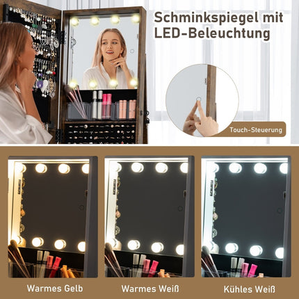 360 Rotating Jewelry Armoire with Mirror & Shelves