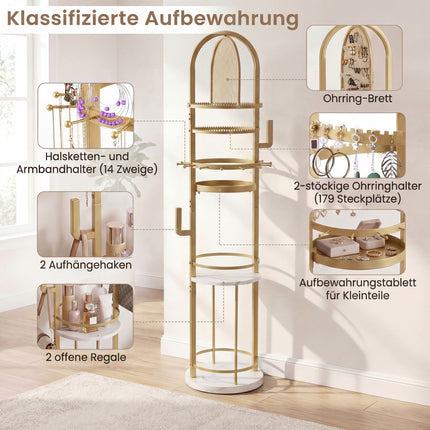 360° drehbarer Schmuckständer mit Ohrring- und Kettenhaltern