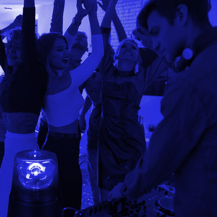 360° Rotating LED Party Lights – Red, Blue, Yellow