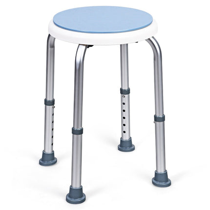 360° Rotating Shower Stool, Adjustable Height, Blue