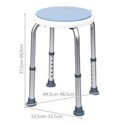 360° Rotating Shower Stool, Adjustable Height, Blue